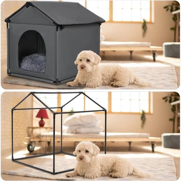 Small Dog House Soft Indoor, Gray, 22x20x18in - Picture 4 of 7
